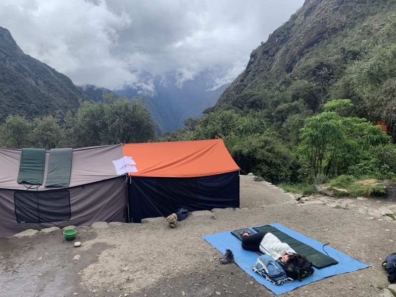 Hiking the Inca Trail - Taking a nap by the campsite after finishing Day 2 early, just after passing Dead Woman's Pass