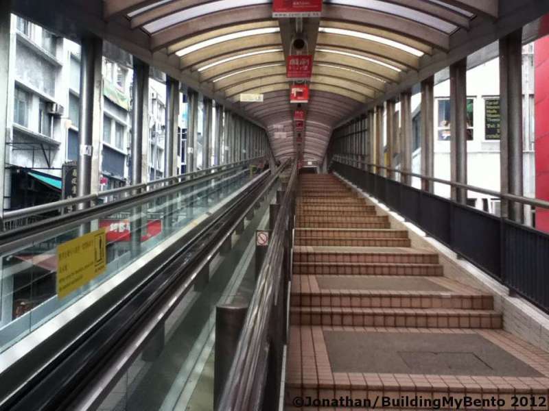 Classic highlights of Hong Kong - The escalator taking you from Queens Road West up towards Wyndham Street in Soho