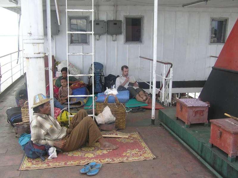 Staying on the steel deck from Katha to Mandalay on the slow ferry 