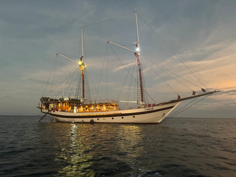 Tiare Raja Ampat Liveaboard boat at sunset