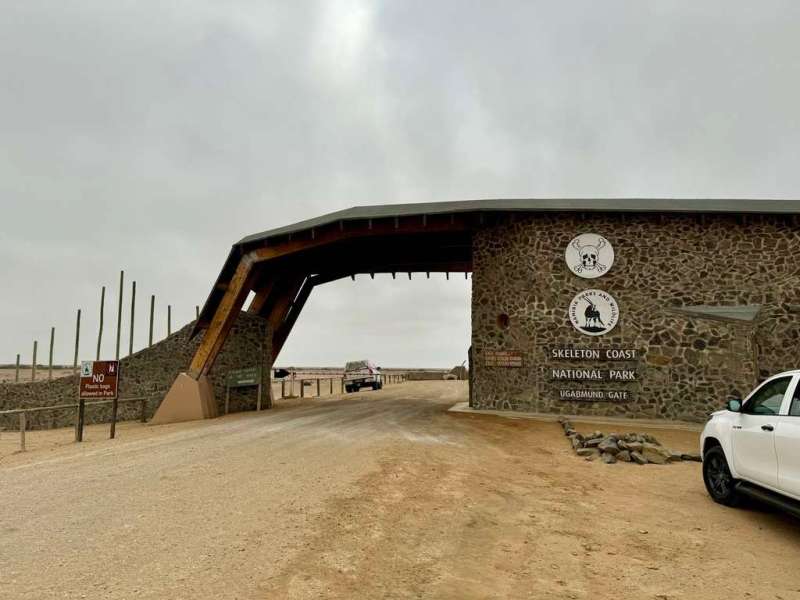 The entrance to Skeleton Coast National Park in Namibia 
