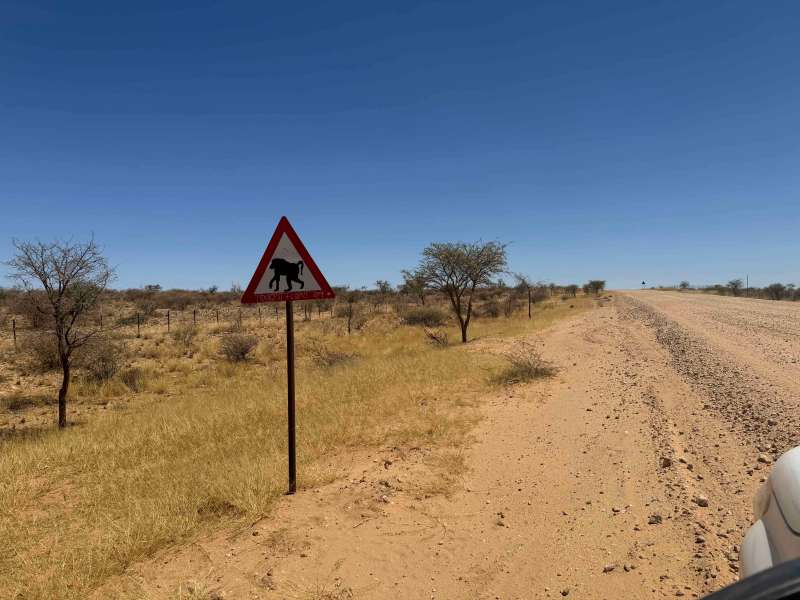 Roadsigns on the way into the Central Kalahari 