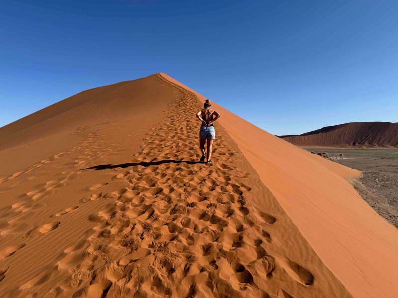 Slow walk up Dune 45, Sossusvlei in Namibia