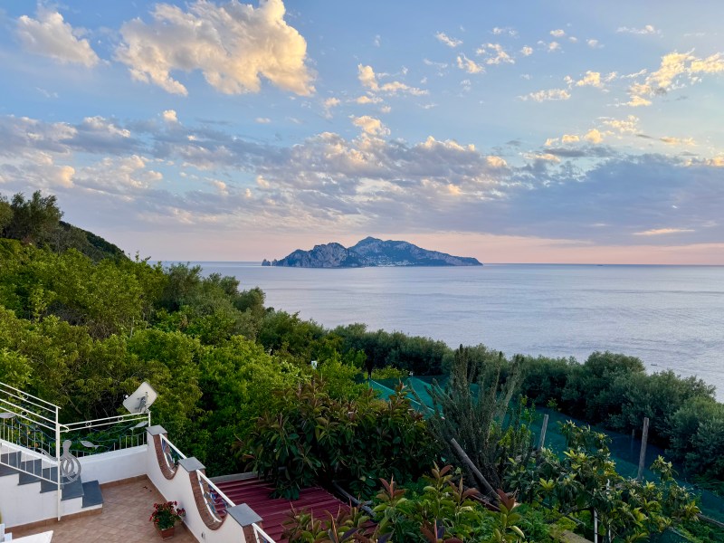 Sorrento Peninsular - views of Capri from the terrace of an Airbnb in Marciano 