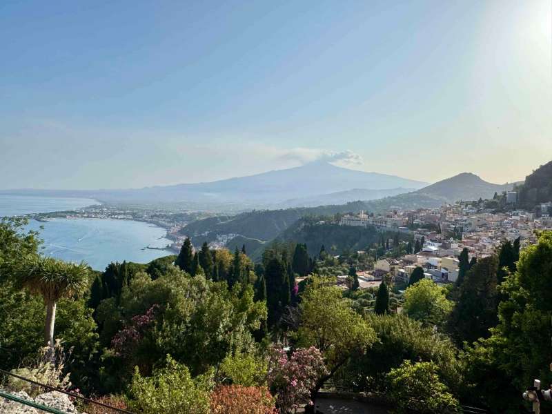 Views of Mount Etna from Taormina's amphitheatre 