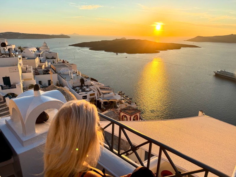 Views of sunsets from Fira in Santorini