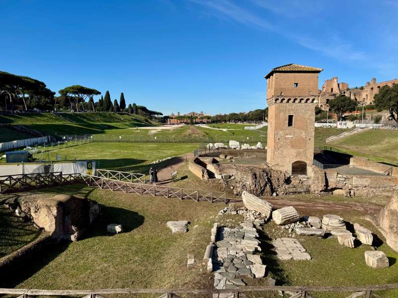 The Circus Maximus, looking from the end with the only remaining tower, Rome